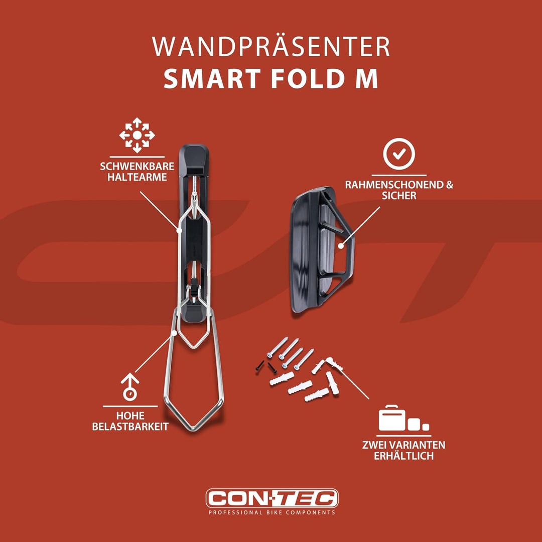 CONTEC Wandpräsenter smART fold, 35kg, aus Stahl, platzsparend, Schwenkbar, Befestigungsmaterial, 1