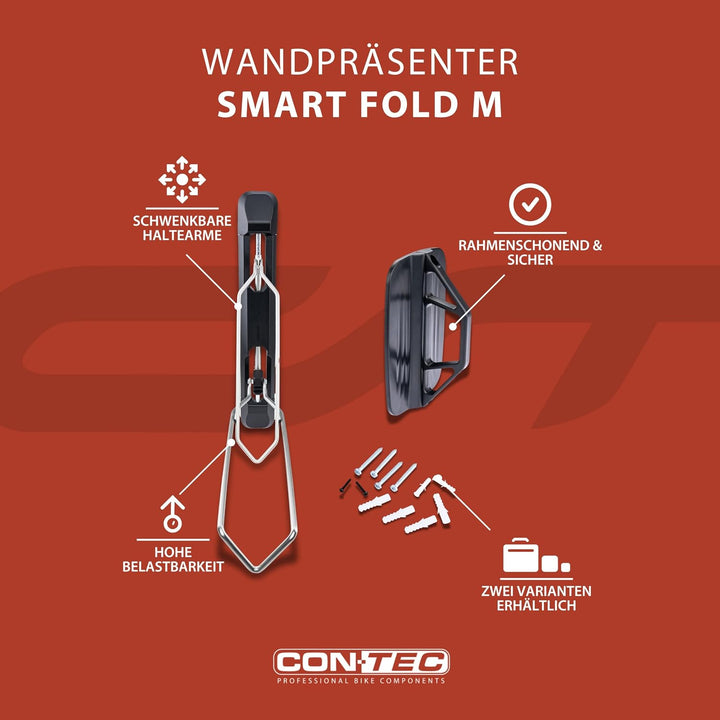 CONTEC Wandpräsenter smART fold, 35kg, aus Stahl, platzsparend, Schwenkbar, Befestigungsmaterial, 1