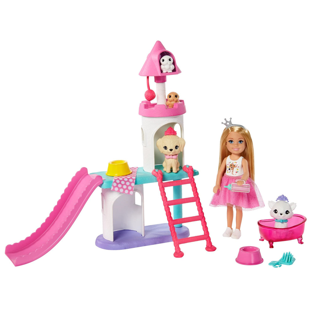 Barbie GML73 - Barbie Prinzessinnen-Abenteuer Haustier-Spielset mit Chelsea Puppe, Spielzeug für Kin