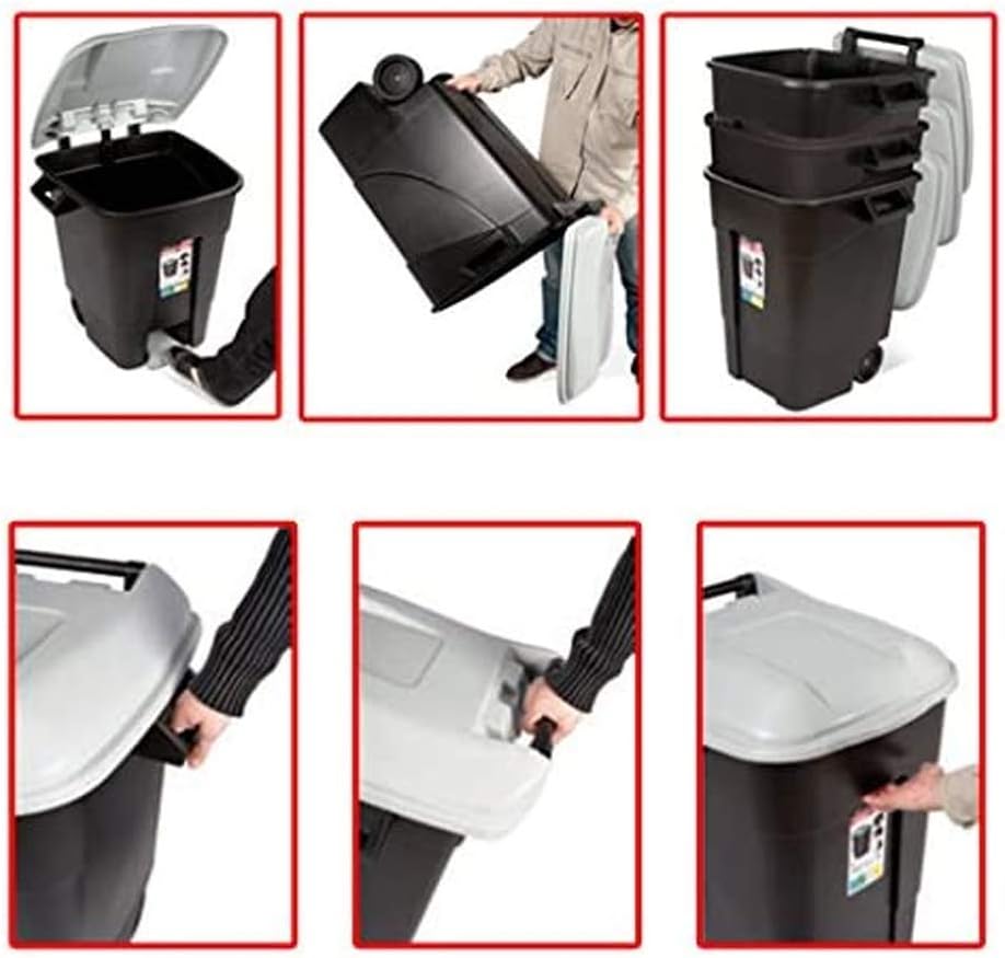 Tayg – Abfallbehälter EcoTayg 80L Mit Fusspedal Schwarz/Grün, Mit Fußpedal Schwarz/Grün