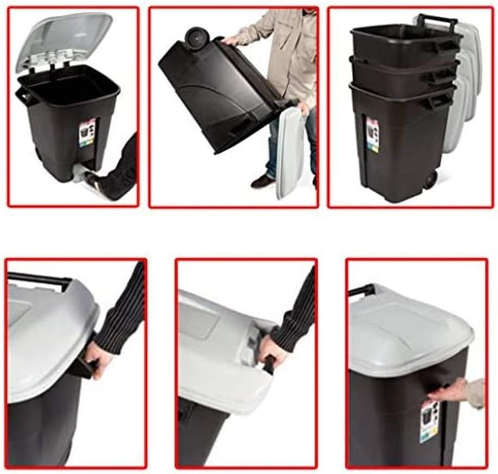 Tayg – Abfallbehälter EcoTayg 80L Mit Fusspedal Schwarz/Grün, Mit Fußpedal Schwarz/Grün