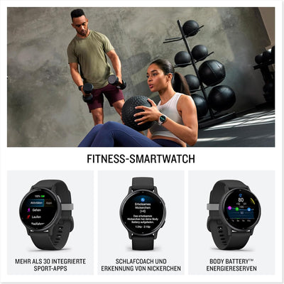 Garmin Vivoactive 5 AMOLED GPS Smartwatch mit Fitness- und Gesundheistfunktion, Musik, Schwarz/Schie