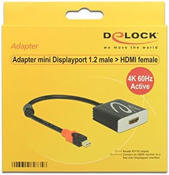 DeLock Adapterkabel Mini Displayport 1.2 Stecker > HDMI 2.0 Buchse Schwarz 4K 60Hz AKTIV, 62735