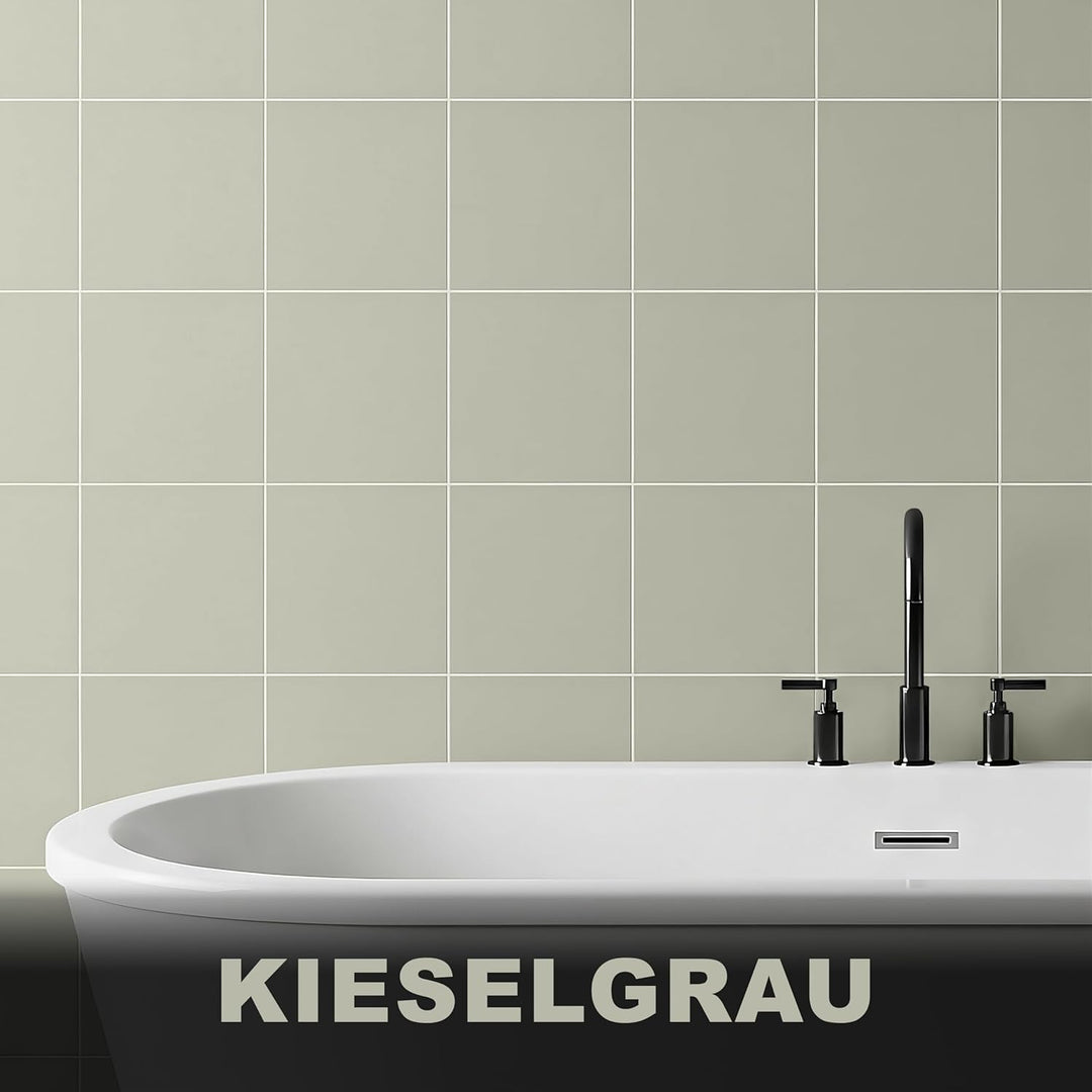WO-WE 2K Fliesenlack MATT Kieselgrau RAL 7032 Boden Wand Fliesenfarbe Bad Küche - 5Kg 5.00 kg (1er P