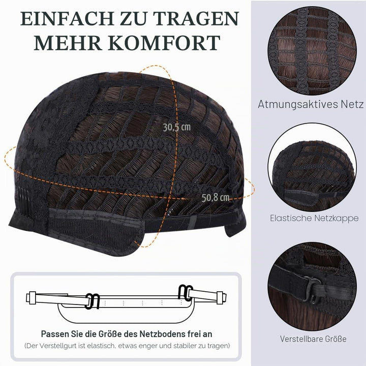 PORSMEER Lockige Afro Perücke Damen Volle flauschig Haar Kinky Curly Bob Black Wig volume mit Pony f