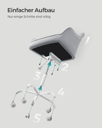 SONGMICS Bürostuhl, Drehstuhl mit Samtbezug, Schaumstoffpolsterung, höhenverstellbar, für Arbeitszim