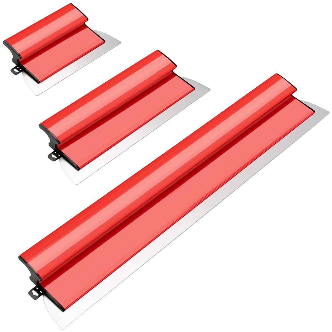 Flächenspachtel-Set aus Edelstahl – 0,5 mm dicke Klingen, 80 cm / 40 cm / 25 cm, ergonomischer Z-Gri