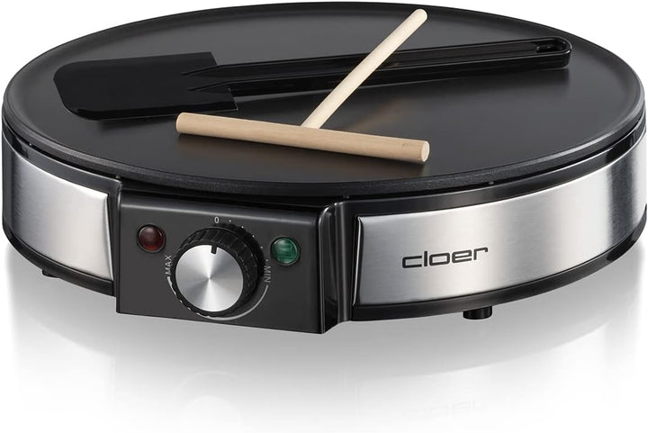 Cloer 6630 Crêpes-Maker, für süsse oder herzhafte Crepes mit 30 cm Ø, 1200 W, Antihaftbeschichtung,