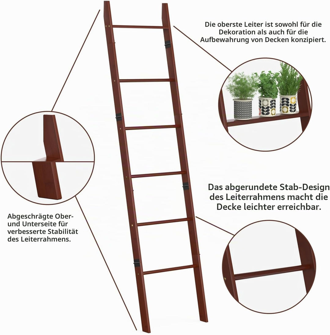 BAMBANG 6-stufige Handtuchleiter für Wohnzimmer, Deckenquilt-Leitergestell dekorativer Handtuchhalte