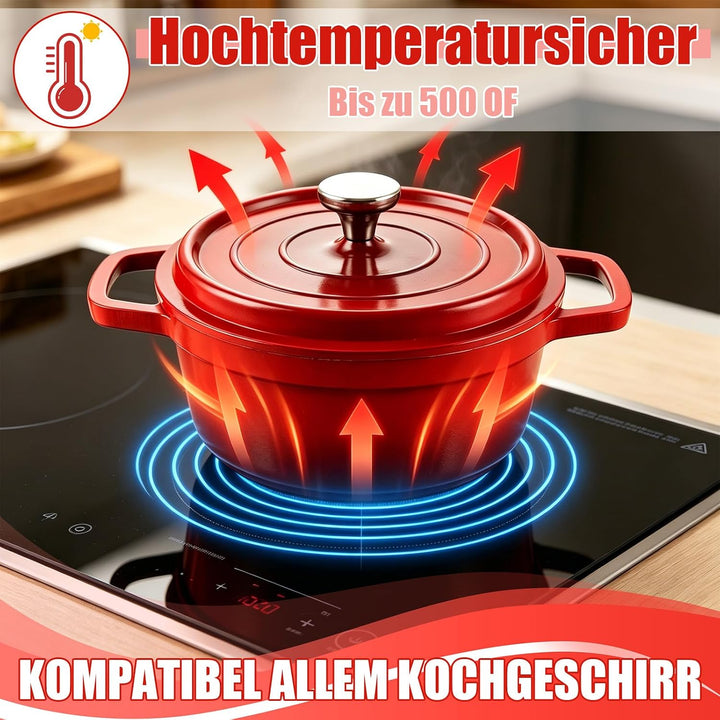 24CM Emaille Aluguss Keramik Topf 4.75L Schmortopf mit Deckel für Backofengeeignet Antihaftbe Pfanne