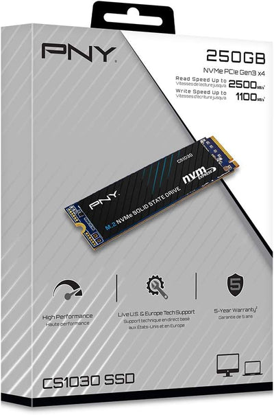 PNY CS1030 250GB M.2 NVMe PCIe Gen3 x4, 2500MB/s Lesegeschwindigkeit, 1100MB/s Schreibgeschwindigkei