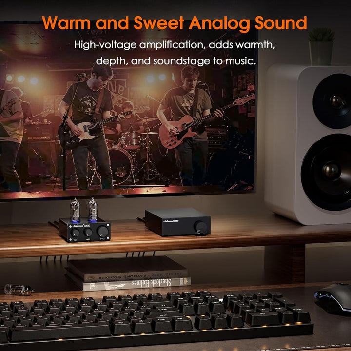 Nobsound Mini HiFi Röhren Vorverstärker: Stereo Audio Preamp der Klasse A mit Bass- und Höhenregelun