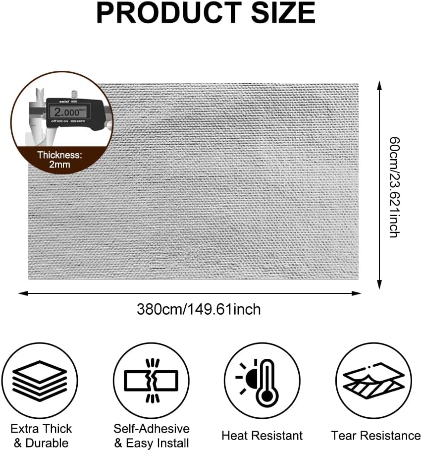 Aluminisierte Hitzeschutz 60x380cm Hitzeschutzmatte Selbstklebend Rückseite, Kleberücken Aluminium G