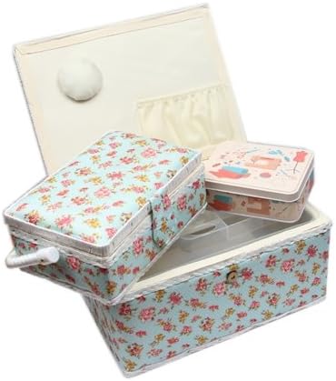 Ackermann Nähkorb-Set mit Tragegriff (1x gross und 1x mittel) + 1x kleine Accessoires-Box aus Metall