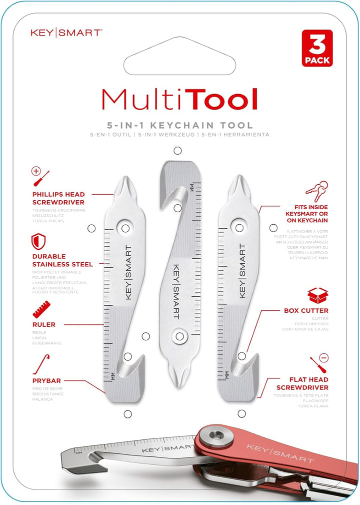 KeySmart MultiTool - 5-in-1 Mehrzweck-Schlüsselanhängerwerkzeug mit Kastenschneider, Lineal, Hebelst
