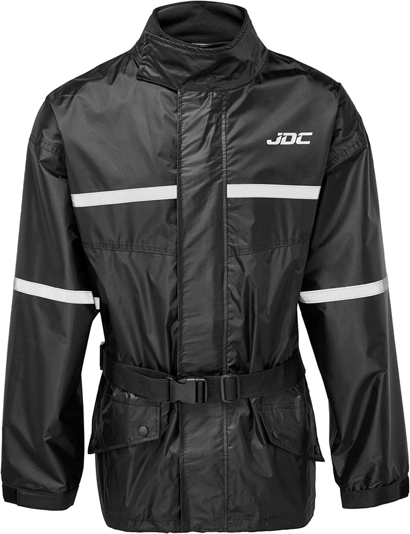 JDC Wasserdichte Motorrad-Regenüberzugsjacke Hohe Sichtbarkeit - SHIELD - Schwarz - L L Schwarz, L S