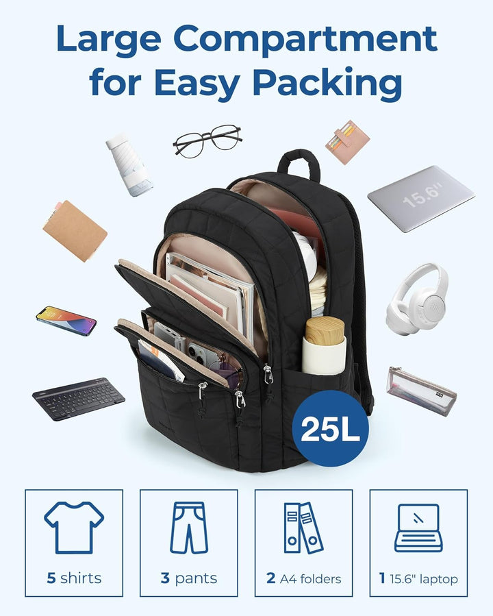 bagsmart Laptop Rucksack für Frauen, Reiserucksack Schulrucksack Teenager Gesteppter Tagesrucksack,