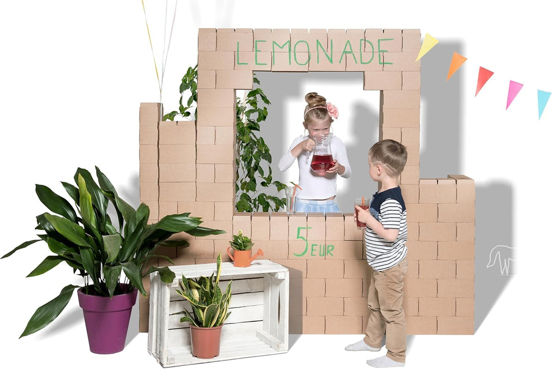 Gigi Bloks Karton grosse bausteine XXL für Kinder - 100 Ineinandergreifende und Stapelbare Bauklötze