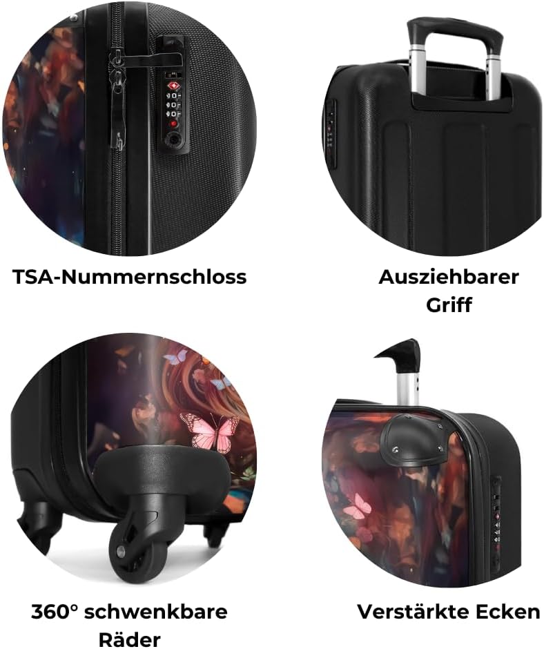 NoBoringSuitcases.com® Kinderkoffer Mädchen - Pferd mit Blumen - Koffer Kinder Mädchen - Koffer pers