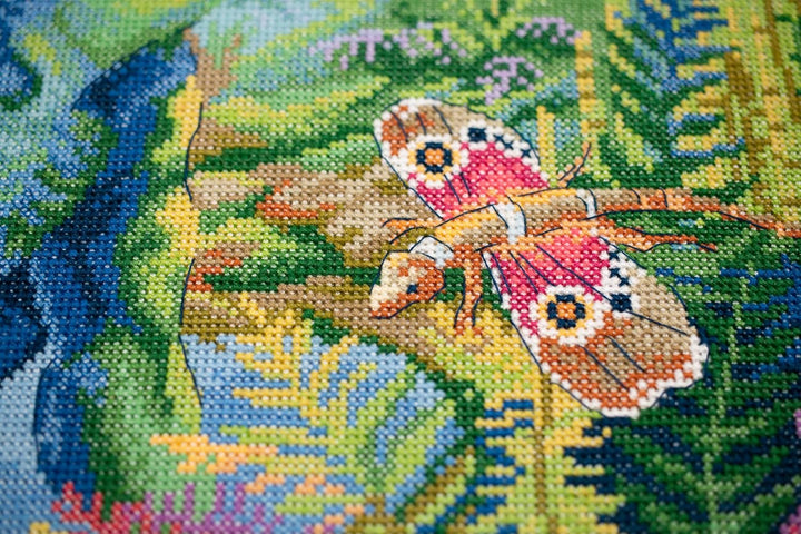 Riolis Kreuzstich Set Das Zeitalter der Dinosaurier, Zählmuster, 40x40cm