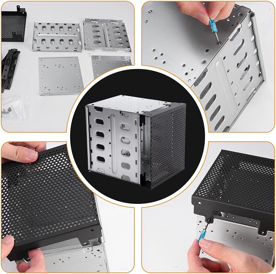 ALEOHALTER Festplattenkäfig, abnehmbare HDD-Fächer, 13,3 cm (5,25 Zoll) mit Lüfterraum, Edelstahlkäf