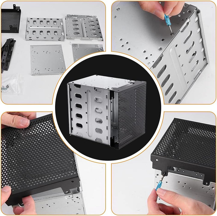ALEOHALTER Festplattenkäfig, abnehmbare HDD-Fächer, 13,3 cm (5,25 Zoll) mit Lüfterraum, Edelstahlkäf