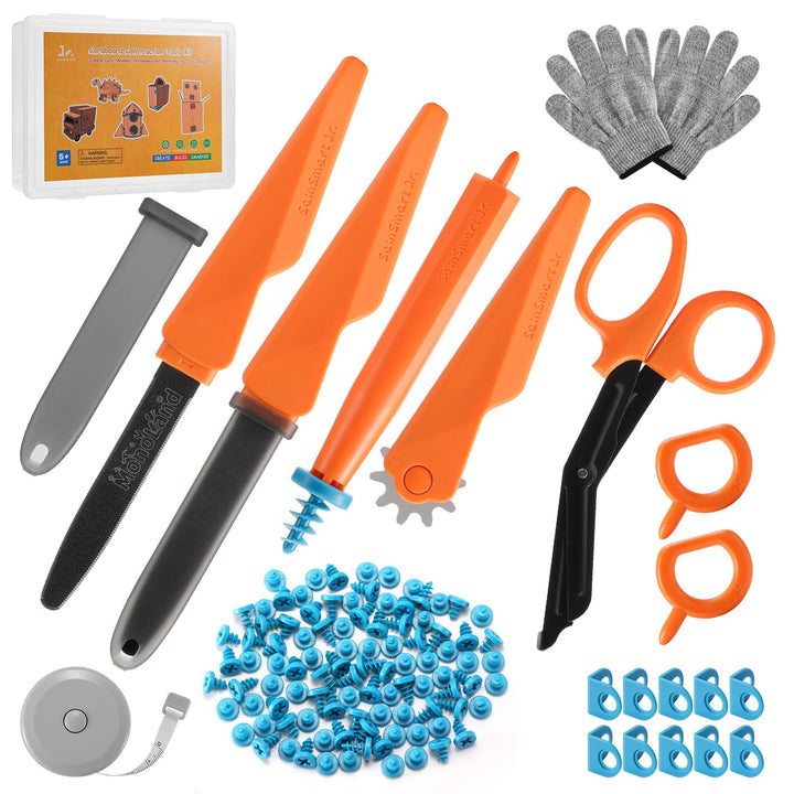 SainSmart Jr. Karton Werkzeug Kinder Set 120PCS – Starter Bastelset für Kinder, Einfaches Karton Bas