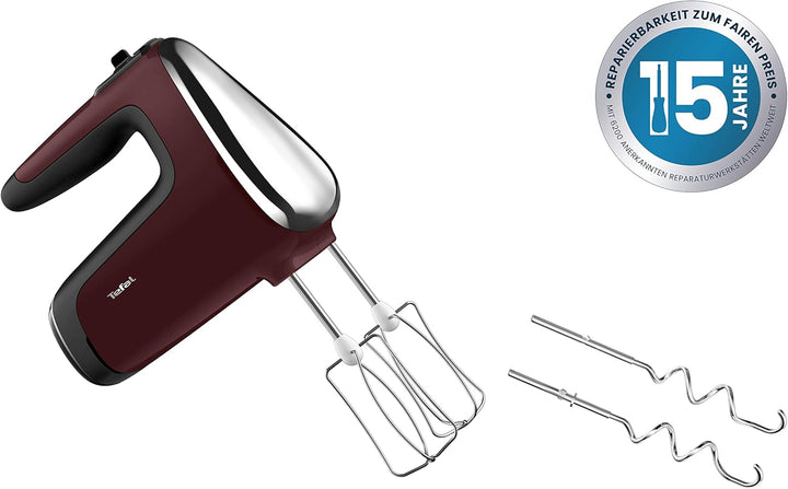 Tefal HT6525 Powermix Silence Handmixer | 600 W Leistung | offener Griff | Geschwindigkeitsstufen +