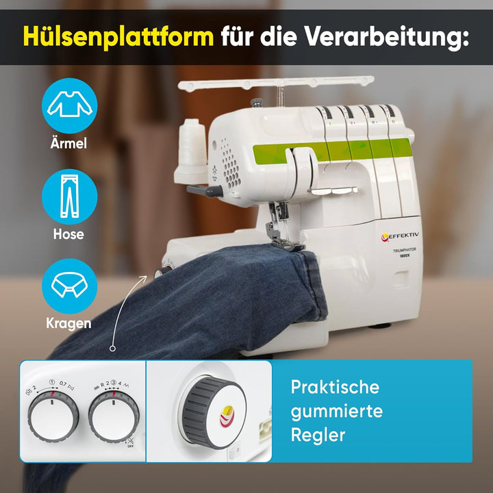 Triumphator 1800X Overlocker, Overlock-Nähmaschine, 2/3/4 Faden mit Differential, Vollmetallgestell,