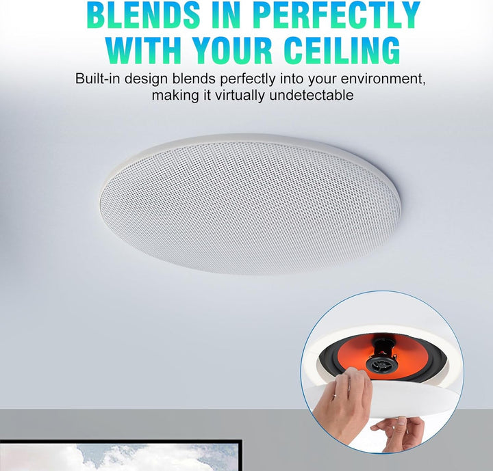 STUDIOFINIX 6,5-Zoll-Bluetooth-Deckenlautsprecher, maximal 300 Watt Leistungsaufnahme für Innenberei