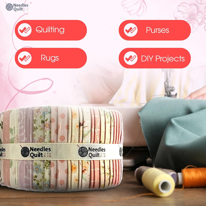 Needles Quilt Studio – 6,3 cm vorgeschnittene 40 Stoffstreifen (Blushing Bouquet) | Baumwollstreifen