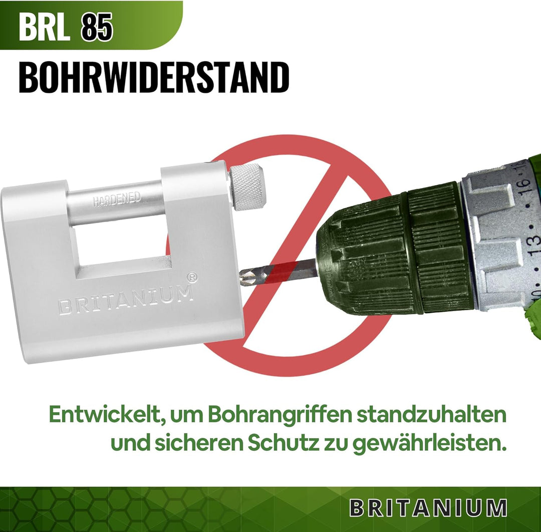 BRL85 Hochsicheres Vorhängeschloss mit 10 Schlüsseln – Wetterfest – Anti-Bohr-Zylinder – Sicherheits