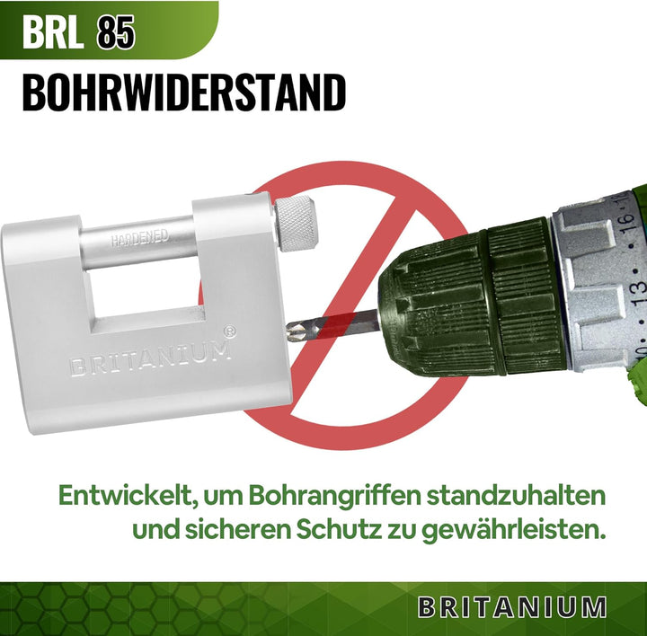 BRL85 Hochsicheres Vorhängeschloss mit 10 Schlüsseln – Wetterfest – Anti-Bohr-Zylinder – Sicherheits