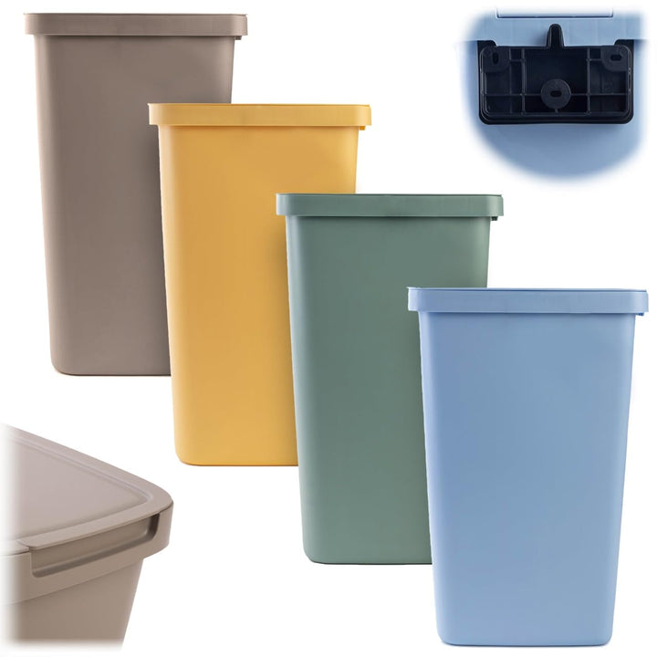 KADAX Abfallbehälter 25L, 4er Set, Abfalleimer aus Plastik mit Deckel und Griff, Mülleimer für Müllt