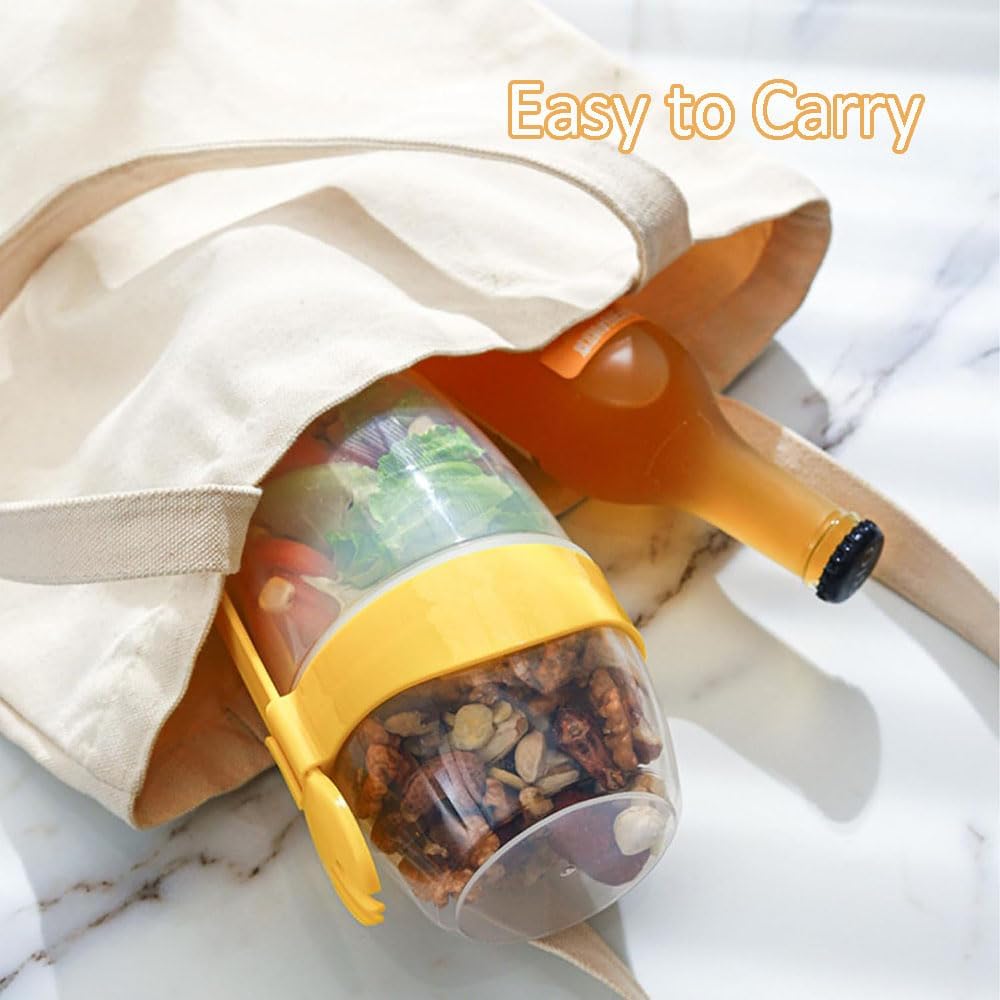 LSRVNM 2 Stück Müslibecher To Go 870ml, Jogurtbecher mit Löffel und Deckel, Salatbecher Yoghurt to G