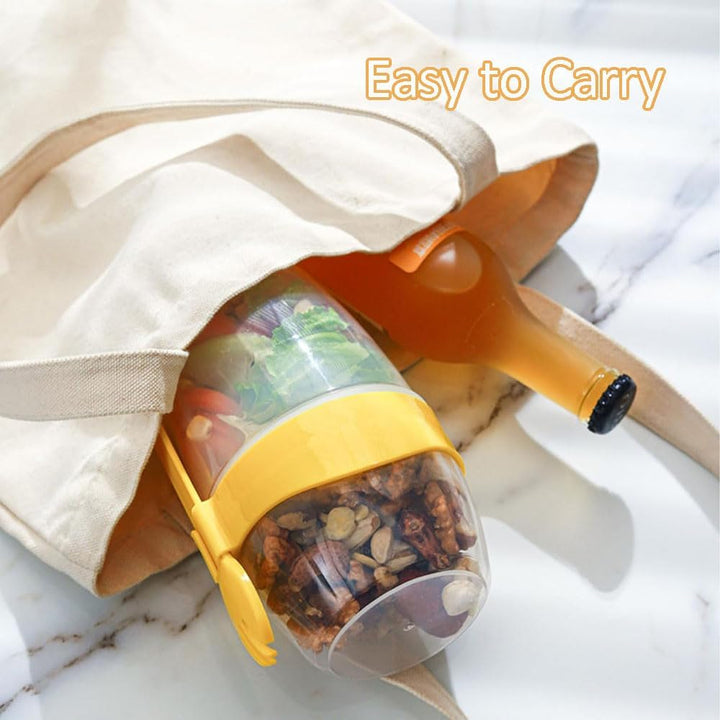 LSRVNM 2 Stück Müslibecher To Go 870ml, Jogurtbecher mit Löffel und Deckel, Salatbecher Yoghurt to G