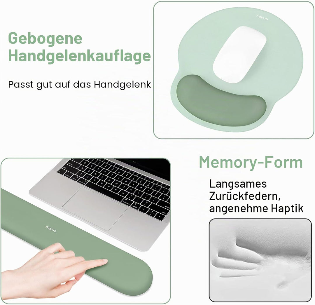 MOSISO Handgelenkstütze für Mauspad&Tastatur Set, Ergonomisch Kreisförmig Mauspad&Untersetzer Rutsch
