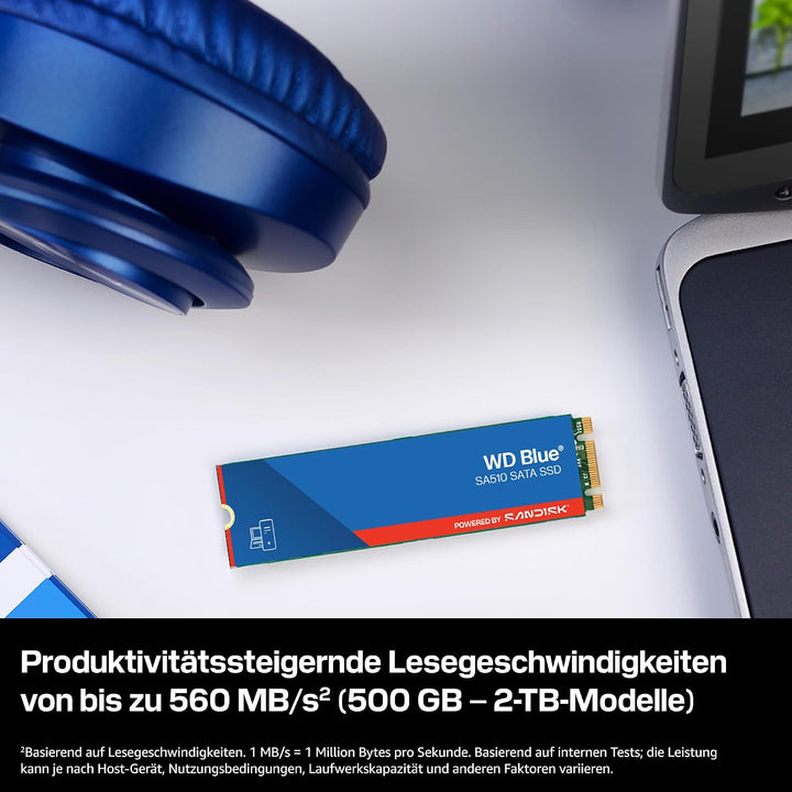 WD Blue SA510 SATA SSD 250 GB M.2 2280 (Lesen bis 555 MB/s, Schreiben bis 440 MB/s, Upgrade für PC/L