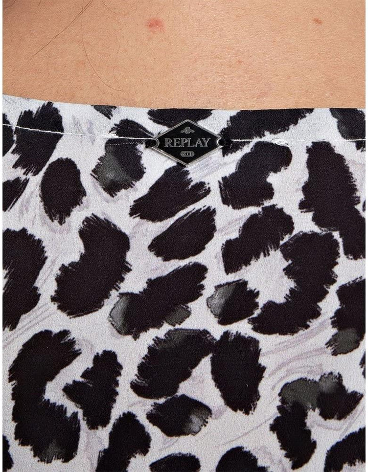 Replay Damen W9680 Kleid L 010 Natural White/Black, L 010 Natural White/Black