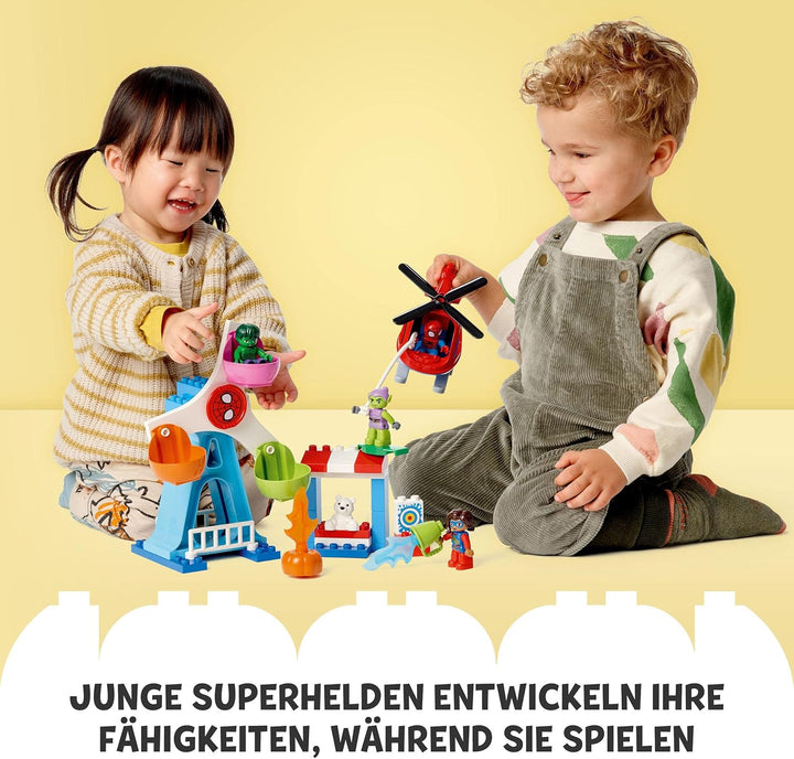 LEGO 10963 DUPLO Marvel Spider-Man & Friends: Jahrmarktabenteuer, Freizeitpark mit Spielzeug-Hubschr