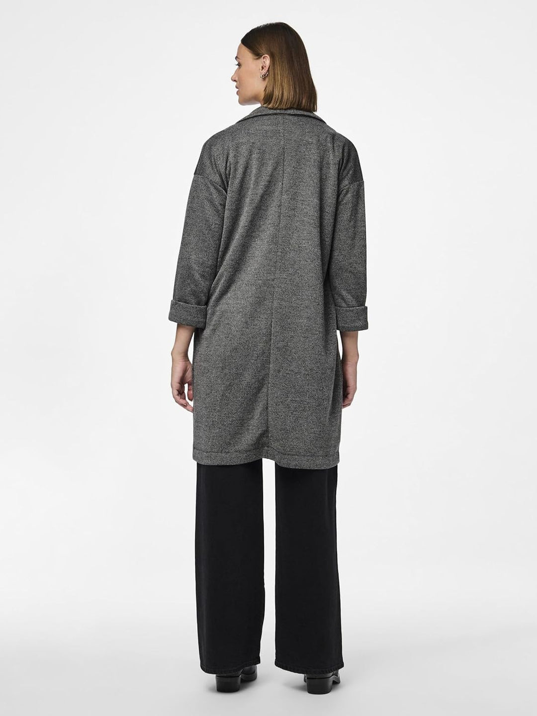 PIECES Damen Mantel, Dark Grey Melange