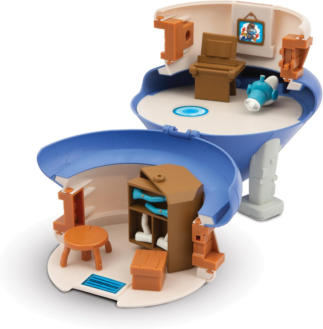 Die Schlümpfe, Handys Haus Spielset mit verwandelbaren Möbeln und Stickern, enthält 2 exklusive Figu