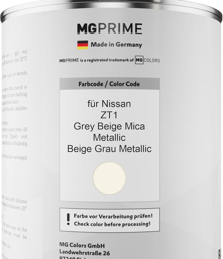 MG PRIME Autolack Dose Set für Nissan ZT1 Grey Beige Mica Metallic/Beige Grau Metallic Basislack 2K