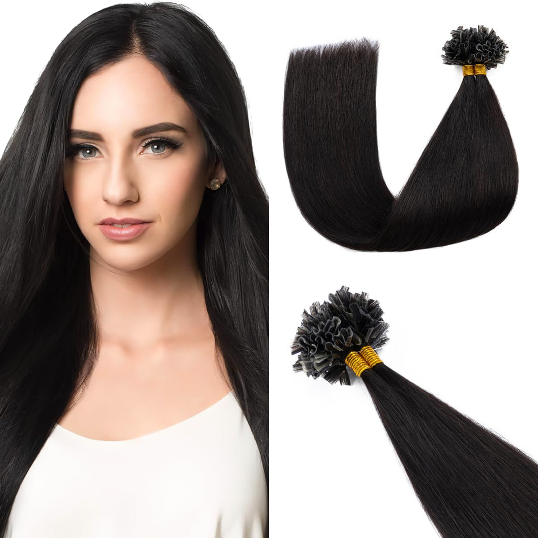 U Tip Hair Extensions Bonding Haarteile Echthaar Weiich Natürlich Haarverlängerung 7A Human Hair 0.5