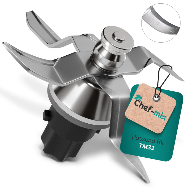 TM31 Messer aus Edelstahl inkl Dichtring Ersatz für Vоrwerk Thermоmix Messer TM31 - Küchenmaschine T