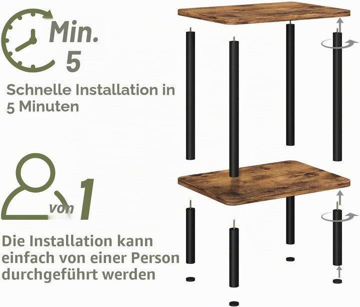 APICIZON Beistelltisch Holz, 2 Tier Nachttisch Schmal, 40x30x52cm, Beistelltisch Klein mit Stauraum,