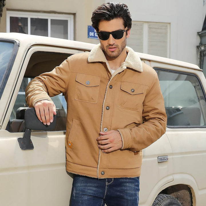 Voqeen Winterjacke Herren Fleece Gefüttert Cargo Jacke Warme Herren Fliegerjacke Militär Winddichte