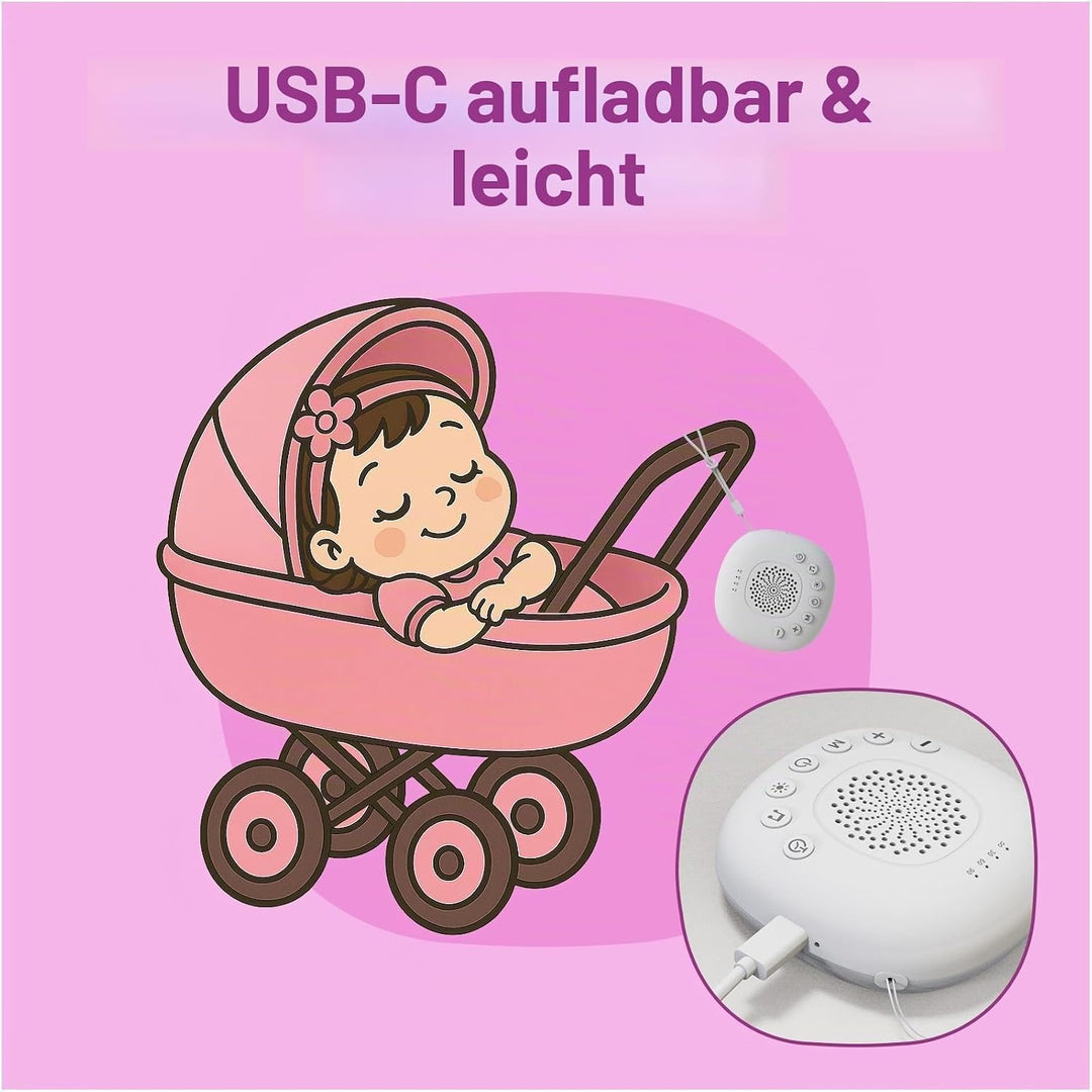 White Noise Machine mit Licht von MMOBIEL – mit 20 beruhigenden Klängen, Timer &amp; USB-C - Kompakte Ei