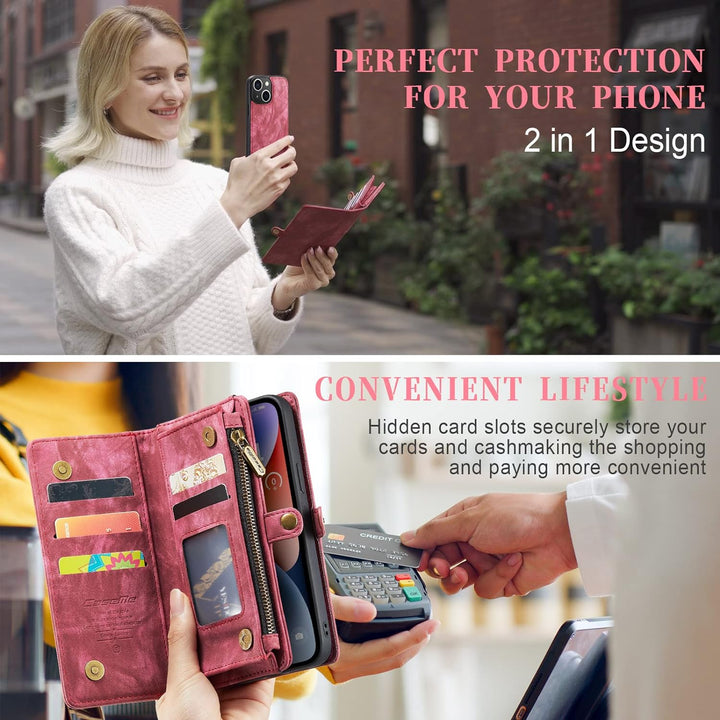 UFinetech iPhone 14 Hülle, Flip Leder TPU Stossfeste Kartenfach Tasche Handyhülle iPhone 14 (6,1 Zol