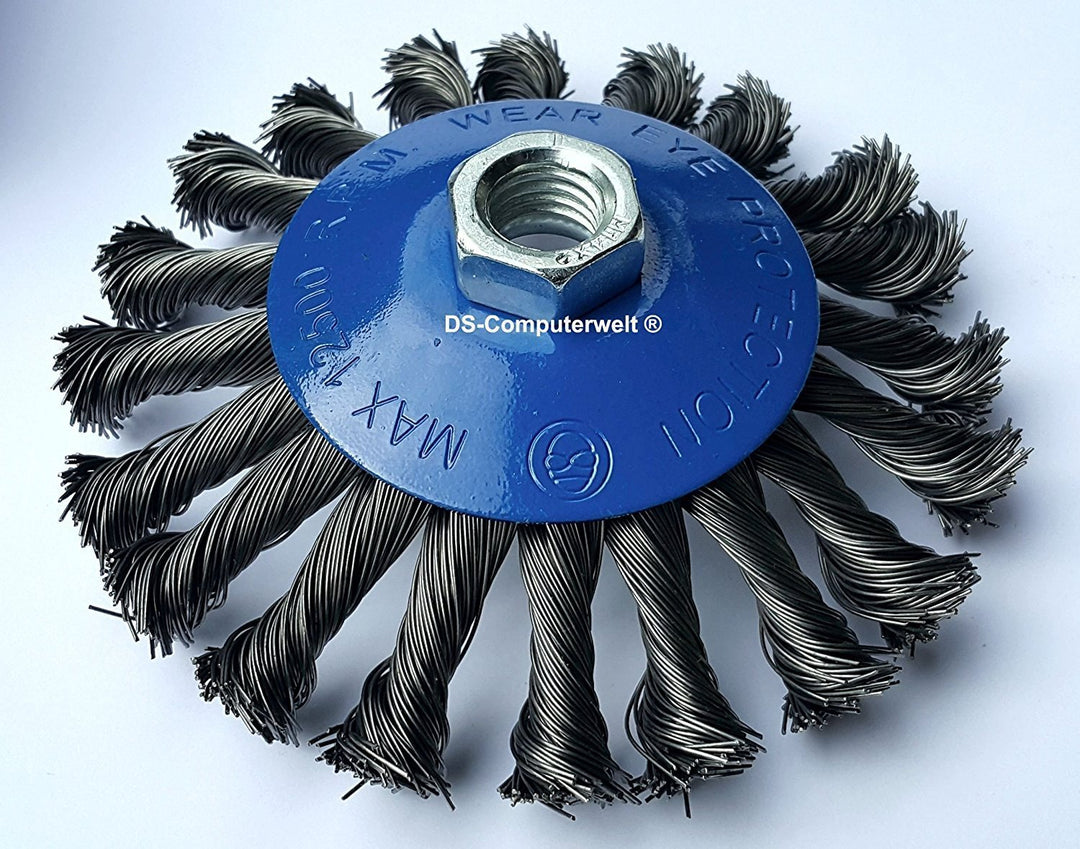 10 Kegelbürsten Ø 125 mm – gezopfte Schleifbürste – M14 x 2 Drahtbürste/Kegelbürste/Drahtbürste